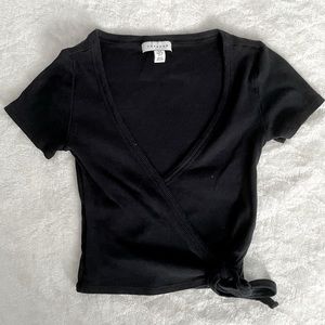 Black Topshop tie up crop top